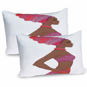 Ambesonne African Pillow Sham 2 Pack Zulu Woman Bandage Dress Dark Coral Chocolate