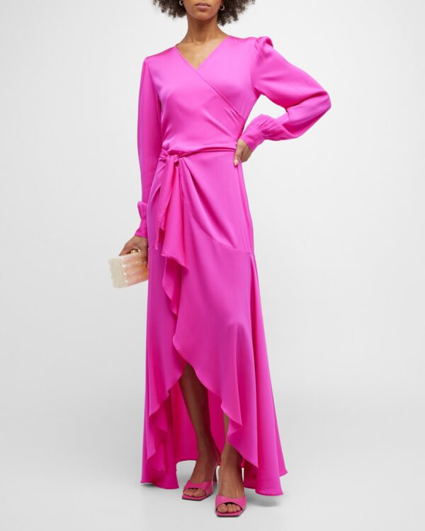 Ananda Silk High-Low Wrap Dress