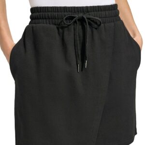 Andrew Marc Women's Drawstring Mini Wrap Skirt - Black - Size XL