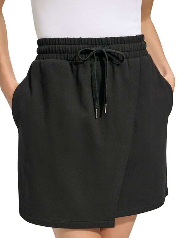 Andrew Marc Women's Drawstring Mini Wrap Skirt - Black - Size XL