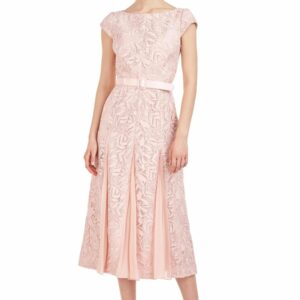 Angelina Lace Tea Length Dress In Pink