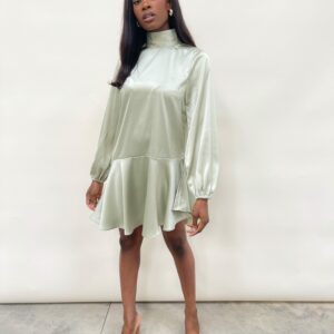 Ani Asymmetric Smock Dress - Mint, M/L