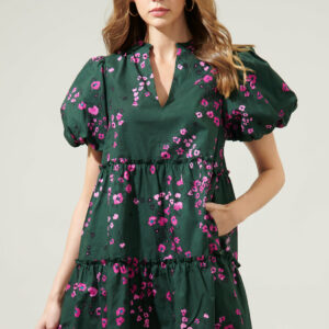 Anissa Floral Jeanne Bubble Sleeve Babydoll Dress