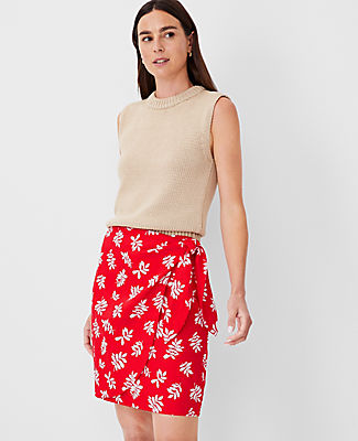 Ann Taylor Leafed Linen Blend Sarong Wrap Skirt