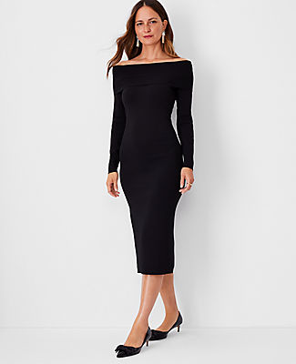 Ann Taylor Off The Shoulder Midi Sweater Dress