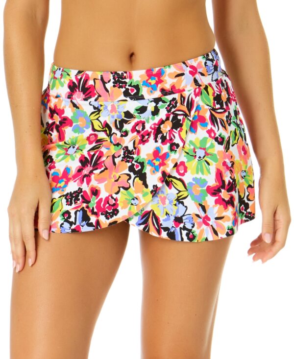 Anne Cole Women's Printed Tulip-Drape Swim Skirt - Sun Blossom Multi