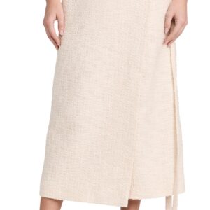 Another Tomorrow Tweed Wrap Skirt Cream 44