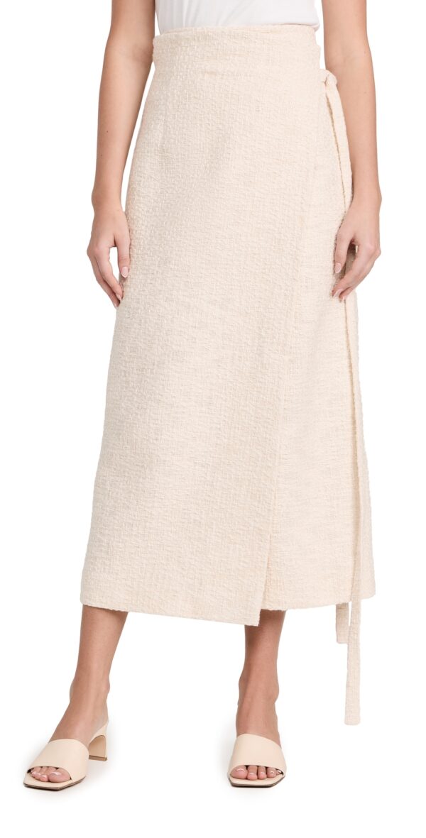 Another Tomorrow Tweed Wrap Skirt Cream 44