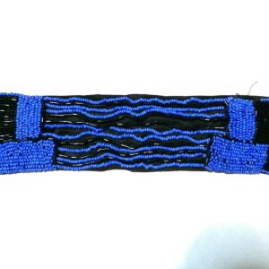 Antique 1920's Black & Blue Beaded Belt/Sash For Dress, Flapper Art Deco