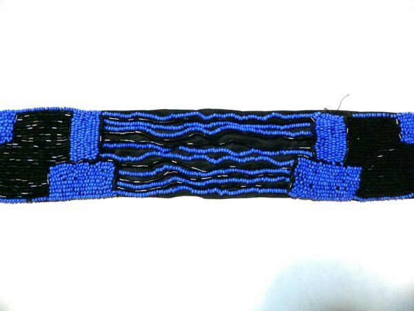 Antique 1920's Black & Blue Beaded Belt/Sash For Dress, Flapper Art Deco