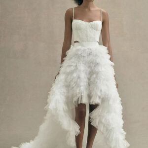 Aphrodite Tiered Ruffle High-Low Tulle Bridal Skirt