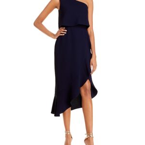 Aqua Crepe Flounce Cocktail Dress - 100% Exclusive