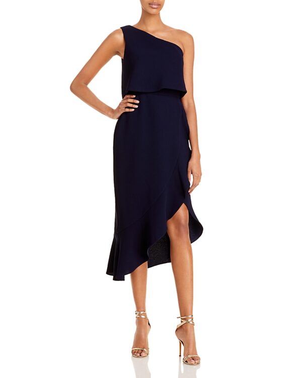 Aqua Crepe Flounce Cocktail Dress - 100% Exclusive