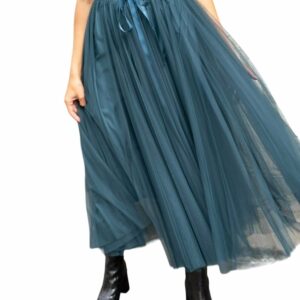 Aria Tulle Skirt In Petrol Blue