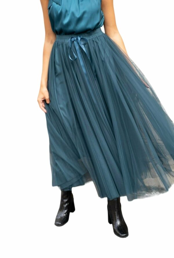 Aria Tulle Skirt In Petrol Blue