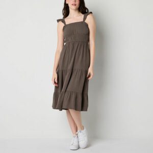 Arizona Sleeveless Midi Sundress Juniors, Medium, Gray