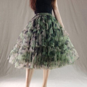 Army Pattern Puffy Tutu Skirt Women Custom Plus Size Tulle Midi Skirt Outfit