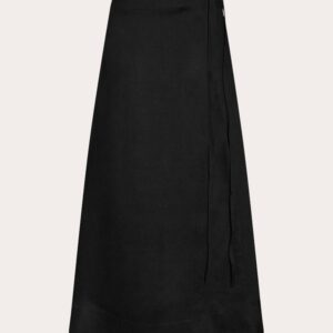 Asceno Women's Amalfi Linen Wrap Skirt in Black