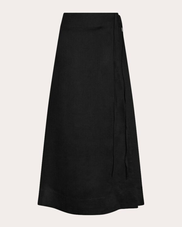 Asceno Women's Amalfi Linen Wrap Skirt in Black