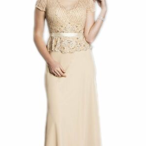 Aspeed Design - Beaded Sheer Peplum Evening Dress