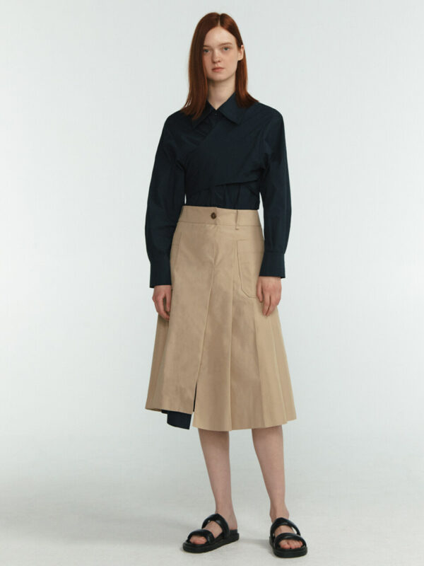 Asymmetrical Pleats Midi Skirt