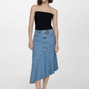 Asymmetrical denim skirt medium blue - Woman - XXS - MANGO