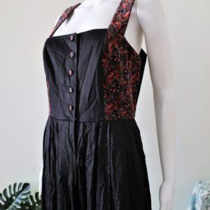 Austrian Vintage Isola Trachten Midi Dress Sundress Pinafore With Paisley Velvet Details 1980S 80S