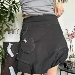 Avant Garde x Beauty Beast Bubble Deconstructive Asymmetric Mini Pocket Skirt Copine in Black, Women's (Size 26)