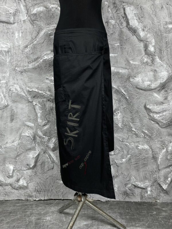 Avant Garde x Cop Copine Vintage Embroidered Logo Asymmetrical Wrap Skirt in Black, Women's (Size 26)