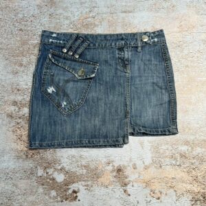 Avant Garde x If Six Was Nine Vintage Japanese Denim Asymmetrical Mini Skirt in Blue, Women's (Size 28)