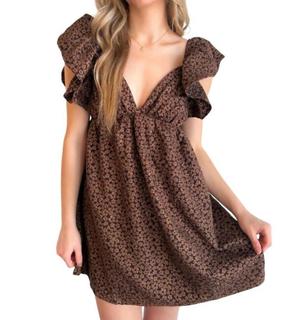 Ayla Babydoll Dress In Brown