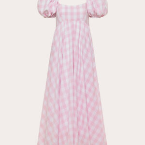 Azeeza Women's Rory Gingham Midi Dress in Tea Pink Gingham Cotton