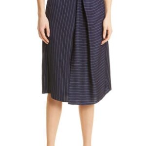 BOSS Vawela Pinstripe Wrap Waist Skirt in Midnight Fantasy at Nordstrom Rack, Size 2