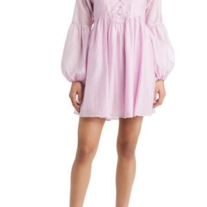 BTFL-life Zosia Long Sleeve Babydoll Dress in Lilac at Nordstrom, Size Large