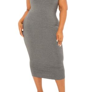 BUXOM COUTURE Tube Midi Dress in Charcoal Grey at Nordstrom, Size 3X