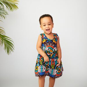 Baby Blue Aztec Print Bow Front Babydoll Dress