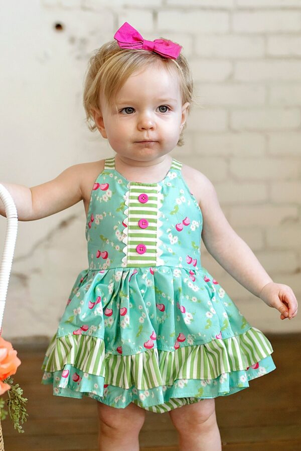 Baby Cherry Romper, Easter Skirted Bubble Dress, Spring Romper