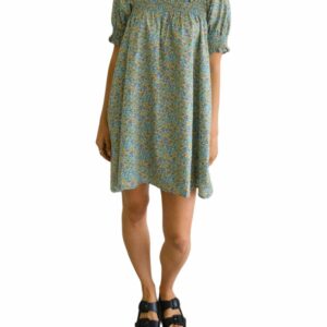 Babydoll Floral Dress In Green