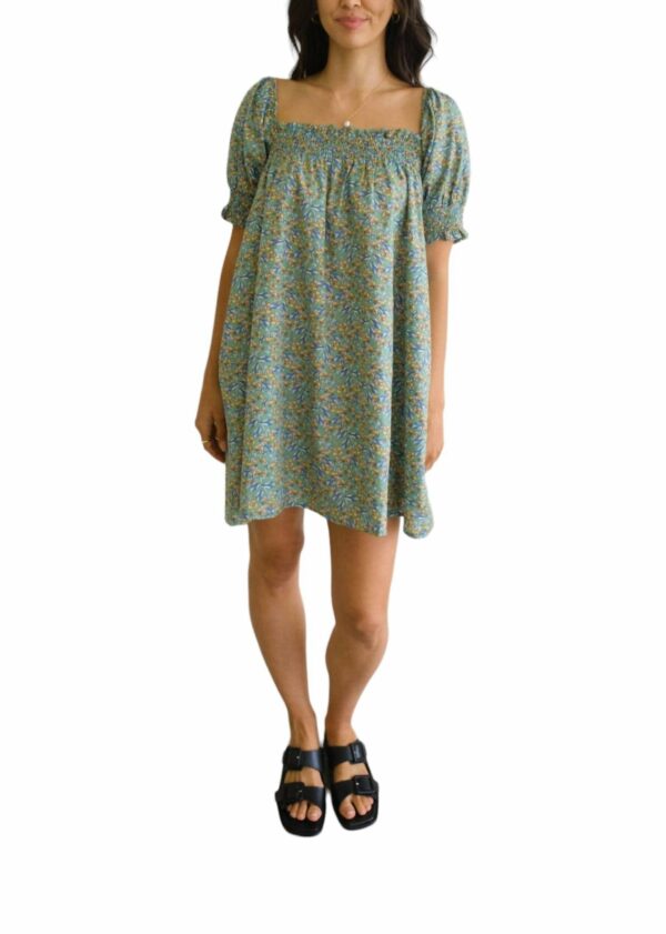 Babydoll Floral Dress In Green