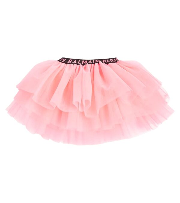 Balmain Kids Logo tulle skirt