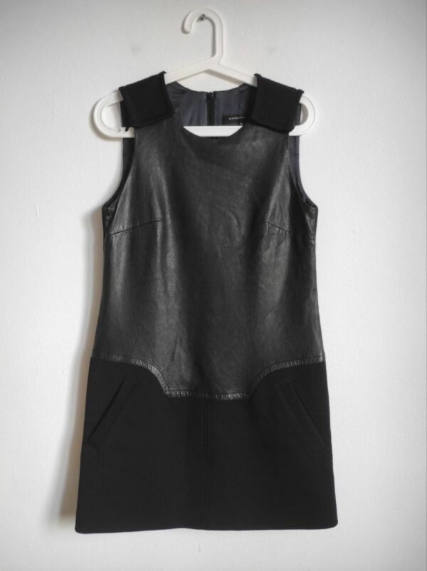 Barbara Bui Shift Leather Combinatore Pinafore Dress Size 40 in Black, Women's