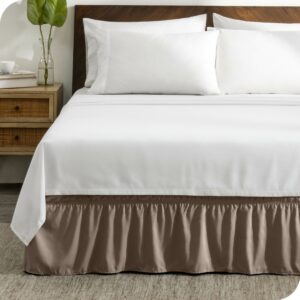 Bare Home Adjustable Wrap Around Ruffled Bed Skirt - Taupe