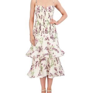 Bcbgmaxazria Floral Sweetheart Tiered Tea Dress