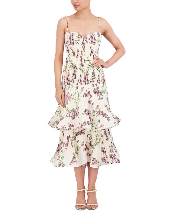 Bcbgmaxazria Floral Sweetheart Tiered Tea Dress