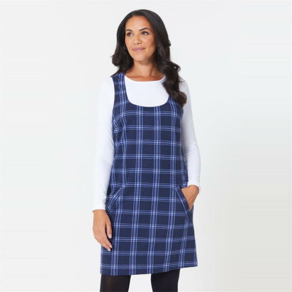 Be You Check Pinafore Dress - Blue