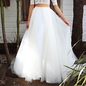 Beach Simple Wedding Dresses A-Line Separates Separates Floor Length Tulle Bridal Skirts Bridal Gowns With Solid Color 2024