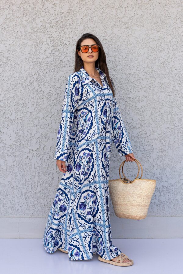 Beautiful Blue Print Kaftan Dress, Caftans For Women, Boho Kaftan Caftans Long Summer Kaftan, Kaftans, Caftan