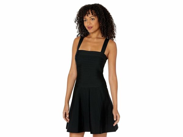 Bebe Bandage Drop Waist A-Line Dress (Black) Women's Dress