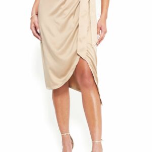 Belted Wrap Midi Skirt