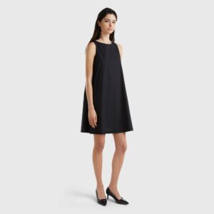 Benetton, Sleeveless Trapeze Dress, size L, Black, Women